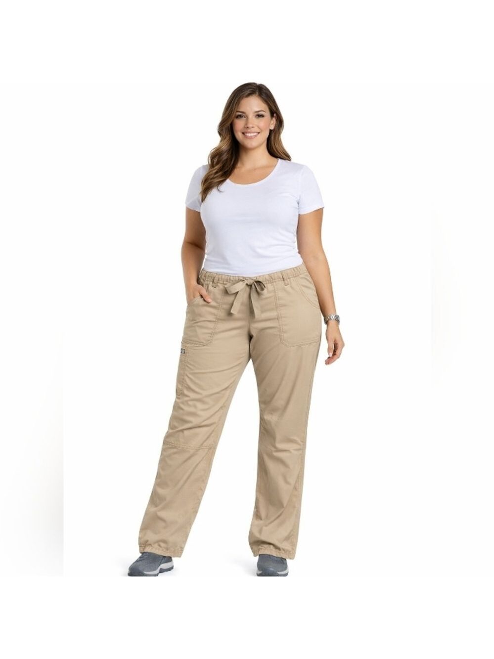 Liz Claiborne Women's Jackie Khaki Tan Cargo Style Drawstring Pants